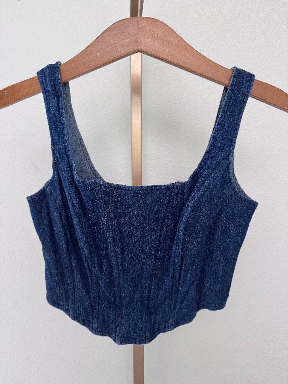 Audrey Parks x Francesca’s Denim Corset Crop Top Small Coastal Cowgirl Y2K